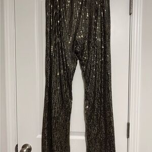 Elegant Black and Gold Women's Straight Leg Pants